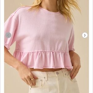 ALTAR’D STATE BABYDOLL RUFFLE TOP-SMOKED GRAY